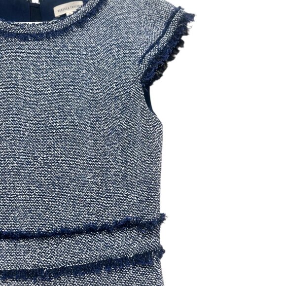Rebecca Taylor Tweed Ruffle Dress Women 6 Blue Knee Length Preppy Office Classic - Picture 11 of 16
